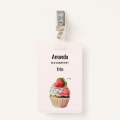Strawberry Cupcake Sweet Dessert Ausweis (Vorderseite mit Klammer)