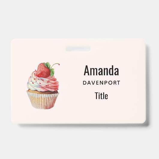 Strawberry Cupcake Sweet Dessert Ausweis (Vorderseite)