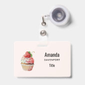 Strawberry Cupcake Sweet Dessert Ausweis (Vorderseite mit Ausziehbar)