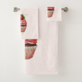 Strawberry Cupcake Sweet Dessert Badhandtuch Set (Insitu)