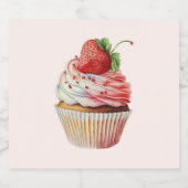 Strawberry Cupcake Sweet Dessert Bierflaschenetikett (Einzelnes Label)