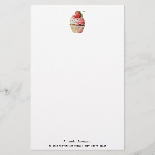 Strawberry Cupcake Sweet Dessert Briefpapier (Vorderseite)