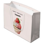 Strawberry Cupcake Sweet Dessert Geburtstag Große Geschenktüte (Rückseite Schrägansicht)