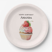 Strawberry Cupcake Sweet Dessert Geburtstag Pappteller (Vorderseite)
