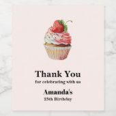 Strawberry Cupcake Sweet Dessert Geburtstag Weinetikett (Einzelnes Label)