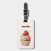 Strawberry Cupcake Sweet Dessert Gepäckanhänger (Vorderseite vertikal)