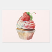Strawberry Cupcake Sweet Dessert Geschenkpapier Set (Vorderseite 3)