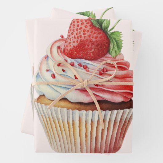 Strawberry Cupcake Sweet Dessert Geschenkpapier Set (Beispiel)
