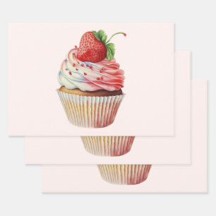 Strawberry Cupcake Sweet Dessert Geschenkpapier Set
