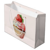 Strawberry Cupcake Sweet Dessert Große Geschenktüte (Vorderseite Schrägansicht)