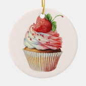 Strawberry Cupcake Sweet Dessert Keramik Ornament (Vorne)