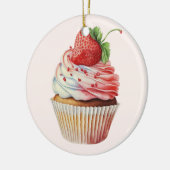 Strawberry Cupcake Sweet Dessert Keramik Ornament (Links)