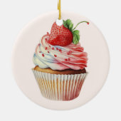 Strawberry Cupcake Sweet Dessert Keramik Ornament (Hinten)