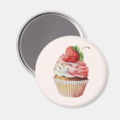 Strawberry Cupcake Sweet Dessert Magnet (Vorderseite/Rückseite)