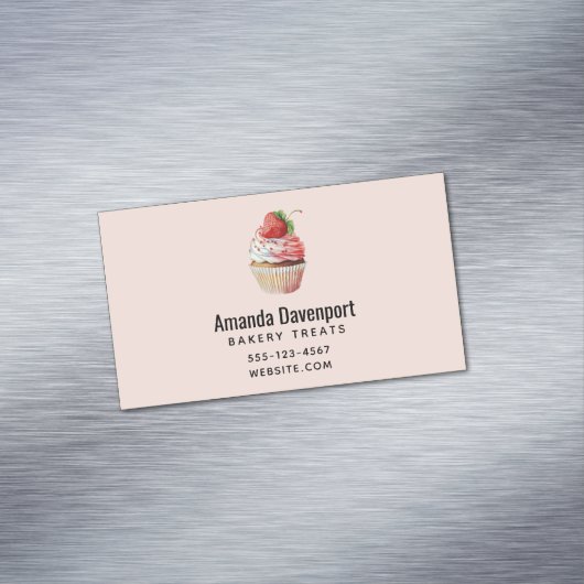 Strawberry Cupcake Sweet Dessert Magnetische Visitenkarte (Beispiel)