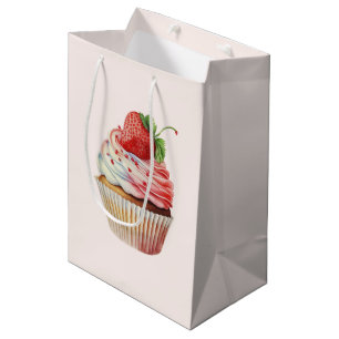 Strawberry Cupcake Sweet Dessert Mittlere Geschenktüte