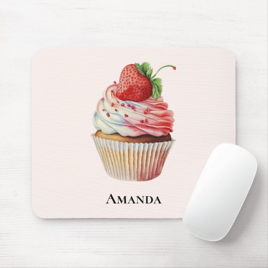 Strawberry Cupcake Sweet Dessert Mousepad (Mit Mouse)