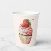 Strawberry Cupcake Sweet Dessert Pappbecher (Rückseite)
