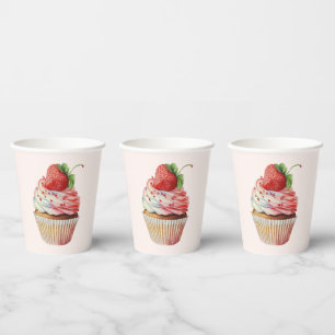 Strawberry Cupcake Sweet Dessert Pappbecher