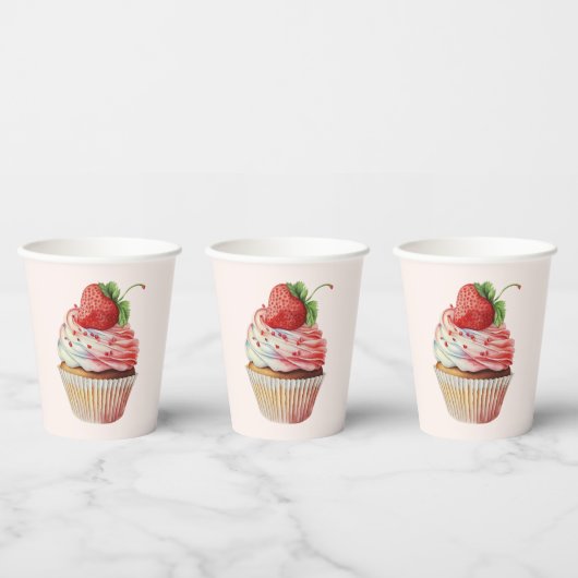 Strawberry Cupcake Sweet Dessert Pappbecher (Multi)