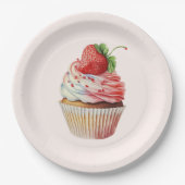 Strawberry Cupcake Sweet Dessert Pappteller (Vorderseite)