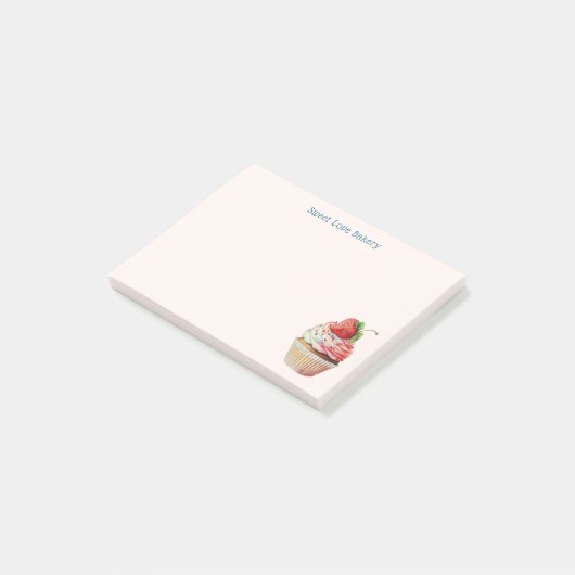 Strawberry Cupcake Sweet Dessert Post-it Klebezettel (angewinkelt)