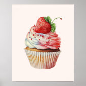 Strawberry Cupcake Sweet Dessert Poster (Vorne)