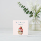 Strawberry Cupcake Sweet Dessert Quadratische Visitenkarte (Stehend Vorderseite)