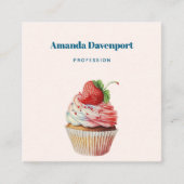 Strawberry Cupcake Sweet Dessert Quadratische Visitenkarte (Vorderseite)