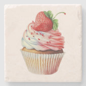 Strawberry Cupcake Sweet Dessert Steinuntersetzer (Vorderseite)