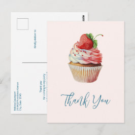 Strawberry Cupcake Sweet Dessert Vielen Dank Postkarte