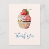 Strawberry Cupcake Sweet Dessert Vielen Dank Postkarte (Vorderseite)