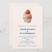 Strawberry Cupcake Sweet Dessert Wedding Einladung (Vorne/Hinten)