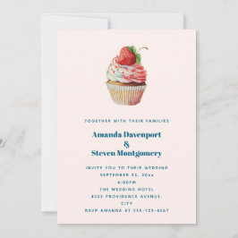 Strawberry Cupcake Sweet Dessert Wedding Einladung