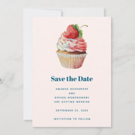 Strawberry Cupcake Sweet Dessert Wedding Save The Date