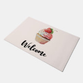 Strawberry Cupcake Sweet Dessert Willkommen Fußmatte (Schrägansicht)