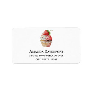 Strawberry Cupcake Sweet Desserts Adresse Adressaufkleber