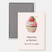 Strawberry Cupcake Sweet Wedding Save the Date Magnet (Vorderseite/Rückseite)