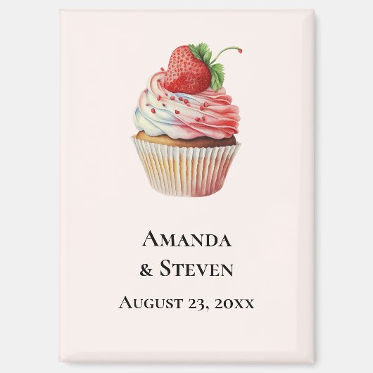 Strawberry Cupcake Sweet Wedding Save the Date Magnet (Vorderseite)