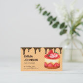 Strawberry Custom Birthday Cake Konditorei Koch Bä Visitenkarte (Stehend Vorderseite)