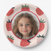 Strawberry Custom Foto and name Paper Plate Pappteller (Vorderseite)