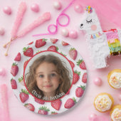 Strawberry Custom Foto and name Paper Plate Pappteller (Party)