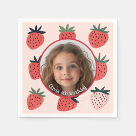 Strawberry Custom Foto and name Paper Plate Serviette