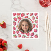 Strawberry Custom Foto and name Paper Plate Serviette (Beispiel)