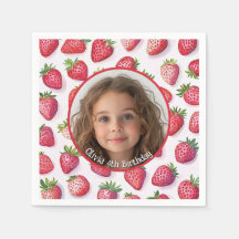 Strawberry Custom Foto and name Paper Plate