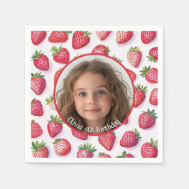 Strawberry Custom Foto and name Paper Plate Serviette