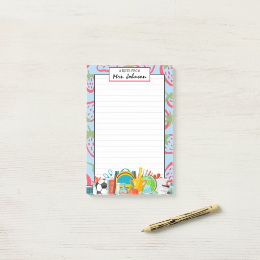 Strawberry Custom Niedlich Teacher Post-it Notes Klebezettel (Auf Schreibtisch)