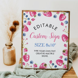Strawberry Custom Table Sign Berry Sweet Poster