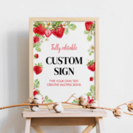 Strawberry Custom Table Sign Berry Sweet Poster