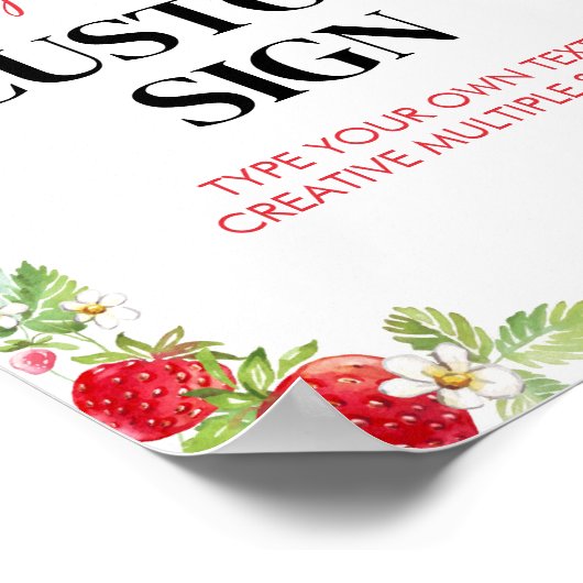 Strawberry Custom Table Sign Berry Sweet Poster (Ecke)